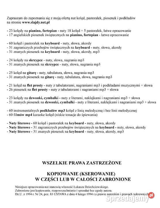 Piosenki na keyboard nuty 31 znanych polskich Poznań
