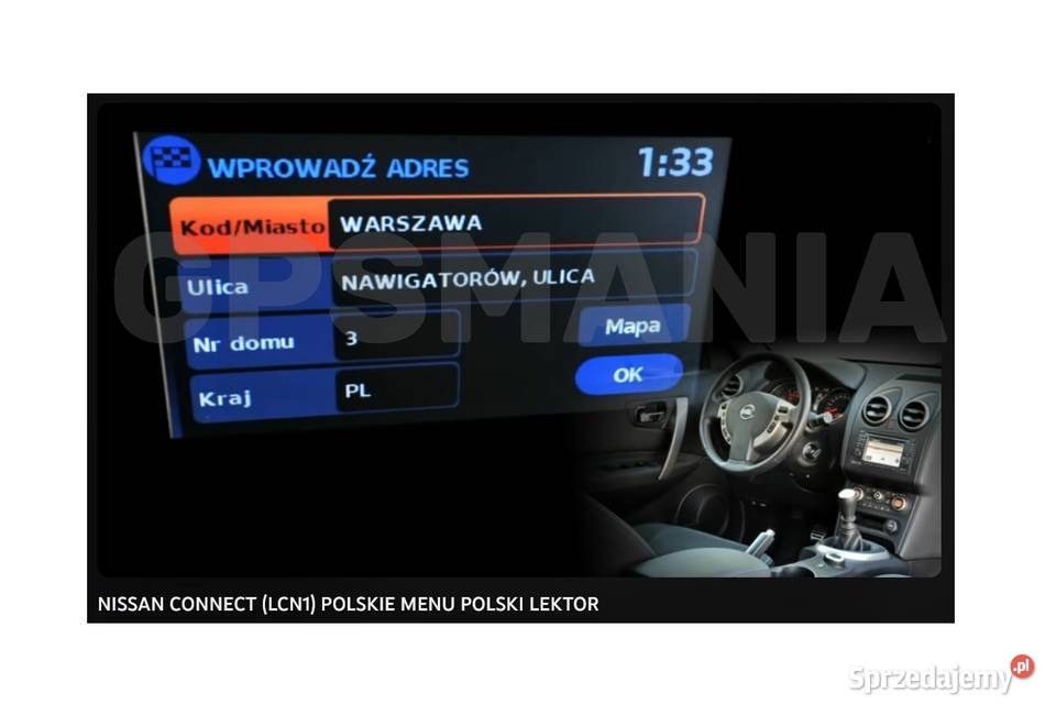Polskie Menu Nissan Connect LCN1 Polski Język Aleksandrów Łódzki