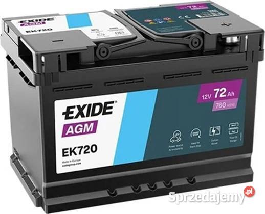 Akumulator 72Ah 760A EN EXIDE AGM STARTSTOP świętokrzyskie Ostrowiec Świętokrzyski