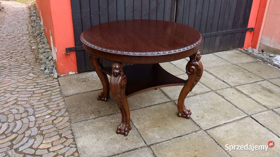 Unikatowy Neorenesansowy Stół Stolik Kawowy Dąb Ziębice