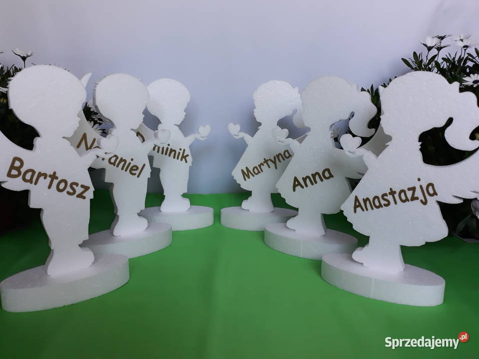 Aniołek z sercem imię dekoracja Pierwsza Komunia Dekoracje i ozdoby Dobrzyca