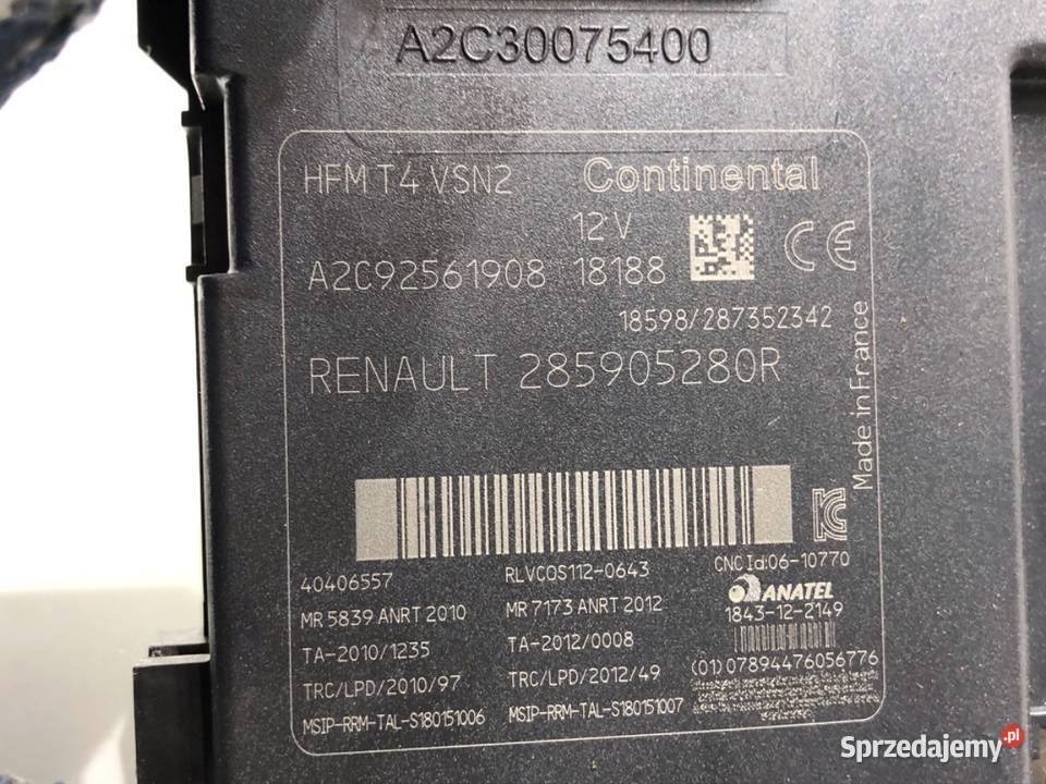 CZYTNIK KART RENAULT CAPTUR I 285905280R 12 118 Stacyjki i kluczyki