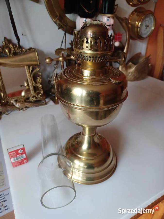 Piękna lampa naftowa mosiężna masywna Lampiony i latarnie Poznań