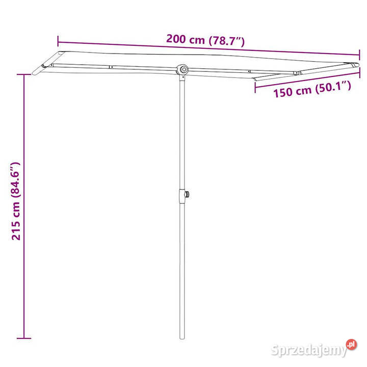 Parasol ogrodowy na aluminiowym słupku 2x15 m Warszawa