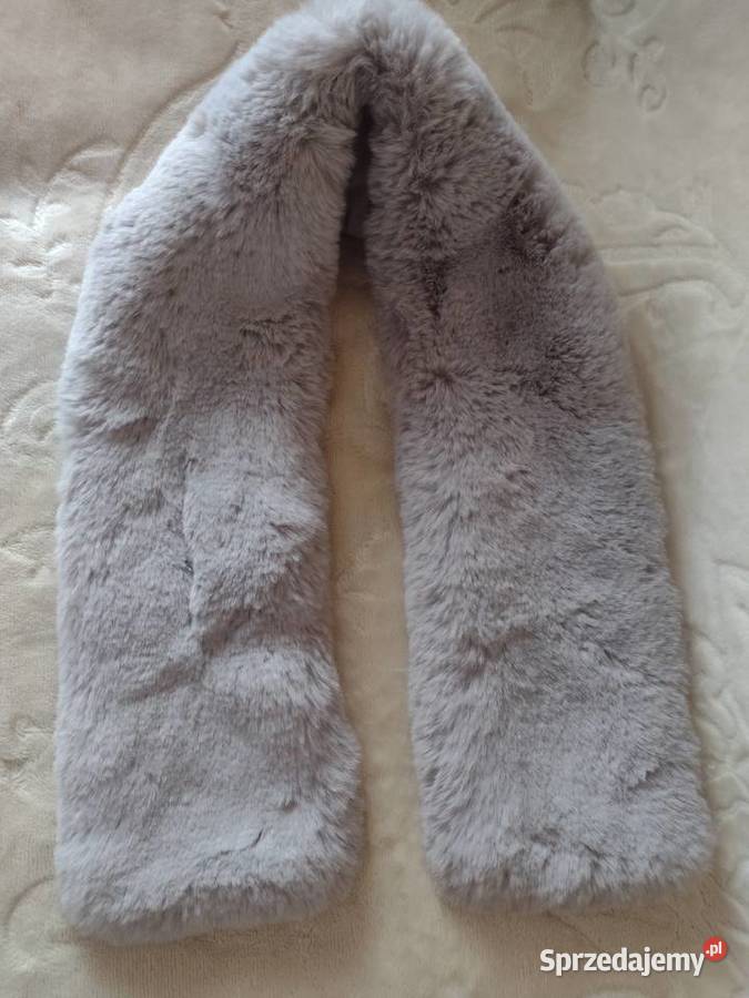 ZARA Wytworny szary Futrzany kołnierz etola szal Kraków