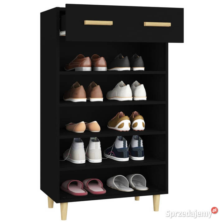 Szafka na buty czarna 60x35x105 materiał