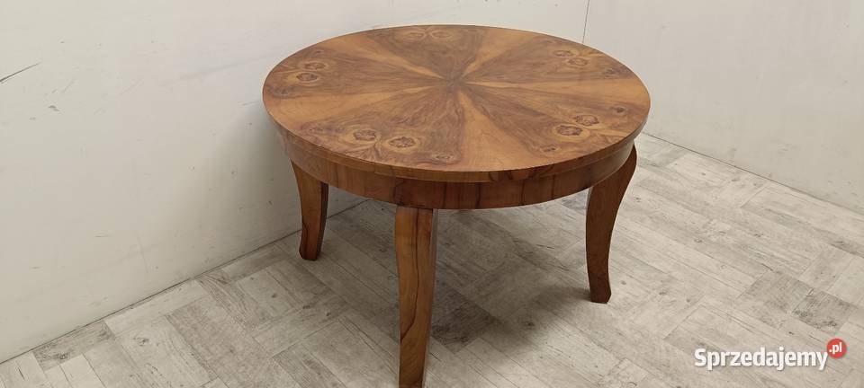 stary okrągły stół art deco orzech lata 60te Radomsko