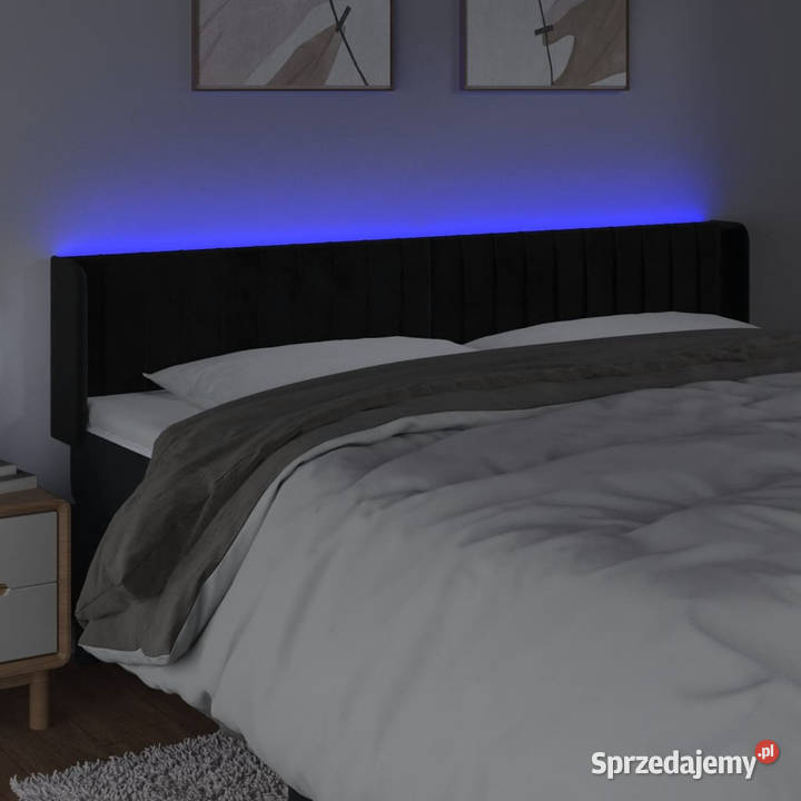 Zagłówek do łóżka z LED czarny 163x16x7888 Dom i Ogród Warszawa