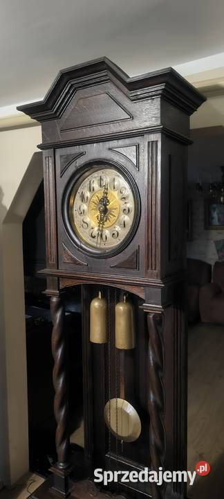 Piękny wielki zegar stojący w stylu gdańskim Kwaczała