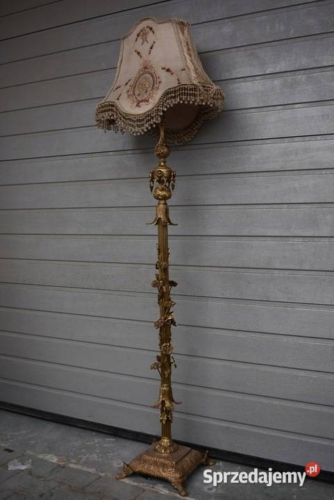 Stojąca Lampa z Brązu Abażur Vintage Lampka Kraków