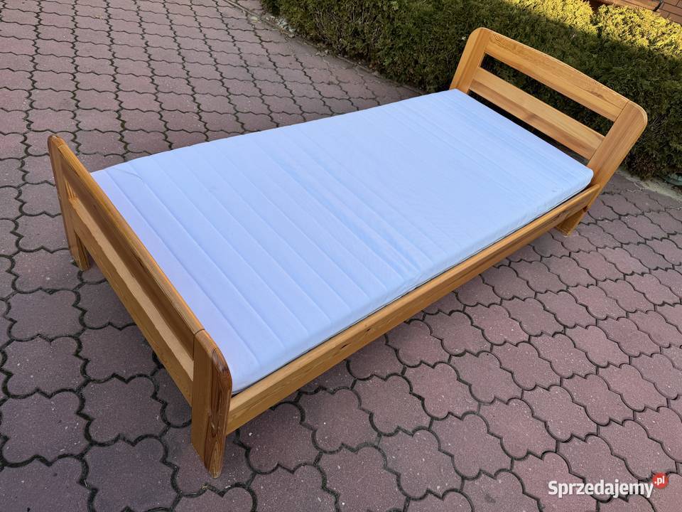 Łóżko drewniane 90x200 sosnowe materac rama Garwolin