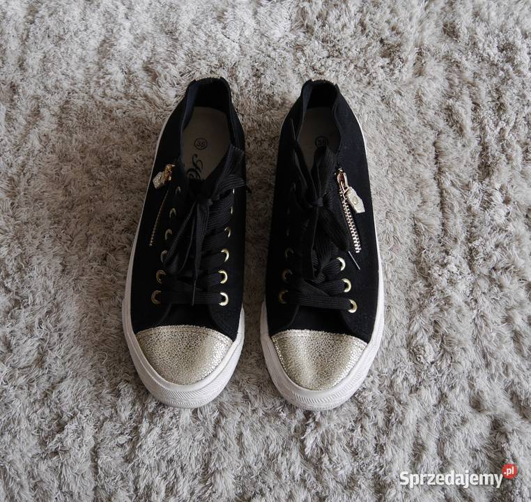 Trampki złote mieniące drobinki zamek 36 biały Wrocław