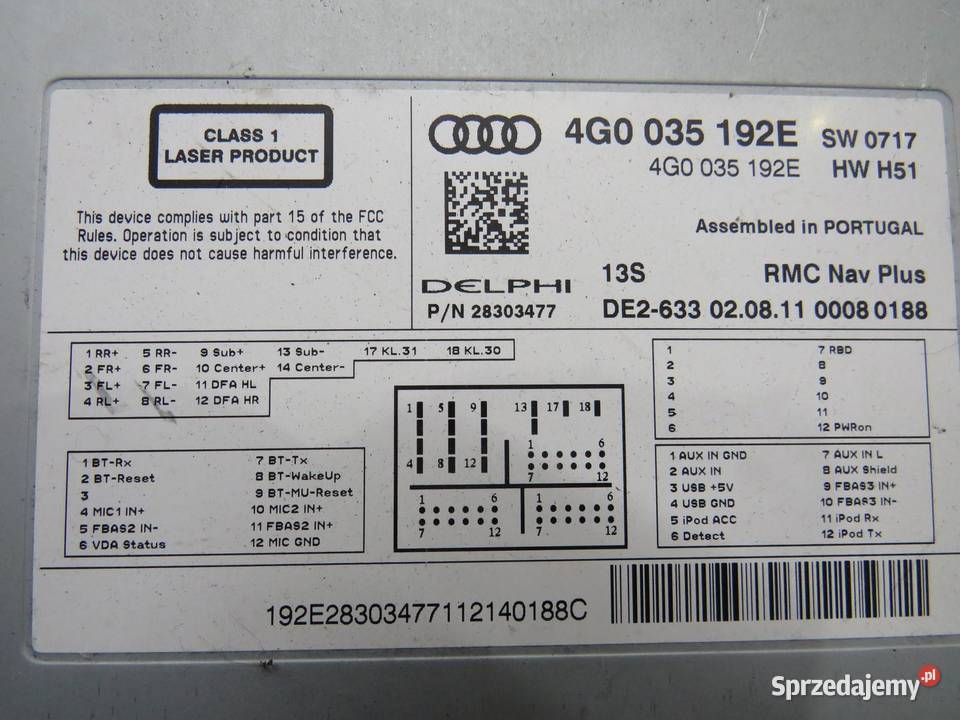 MODUŁ MMI SZYTNIK KART AUDI A7 4G 4G0035192E osobowe