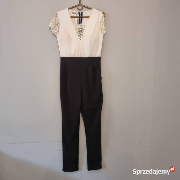 Damski elegancki kombinezon z koronką Wal G M czarny