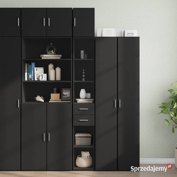 Wąska szafka czarna 30x425x225 materiał Warszawa