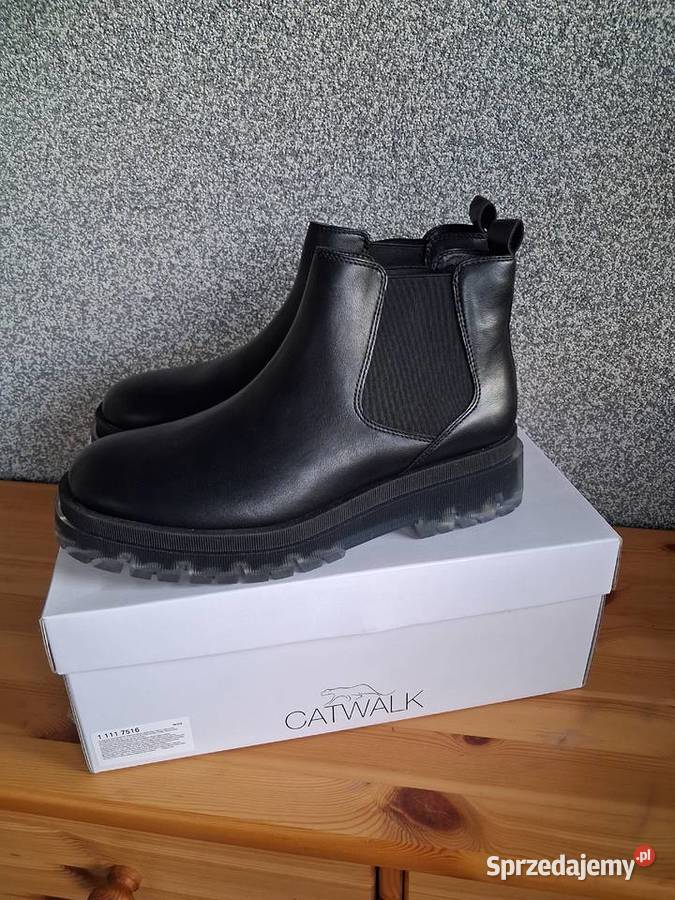 eleganckie wygodne czarne botki 42 Catwalk gruba wielkopolskie Jarocin