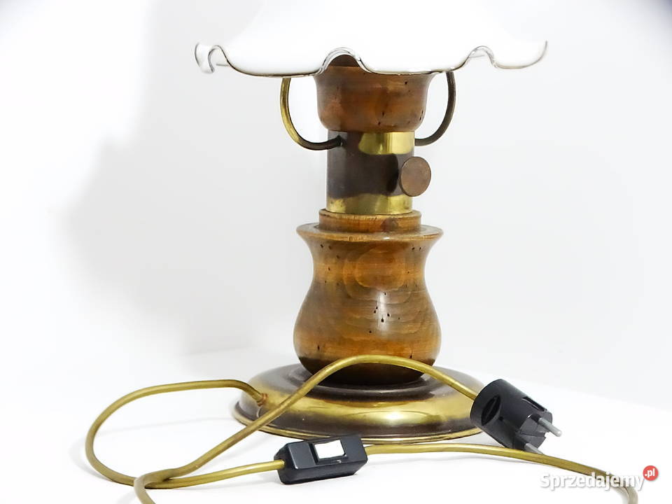 Lampa stołowa vintageretro z kloszem szklanym 40 lubelskie Biłgoraj