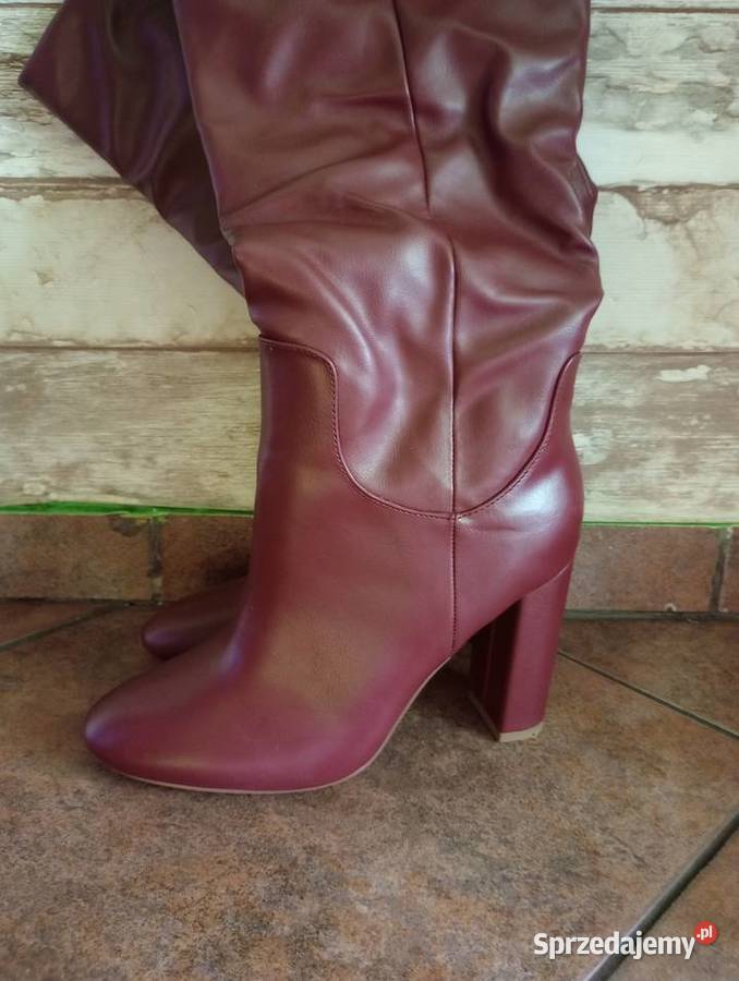 Kozaki damskie bordowe słupek Jenny Fairy Szczecin