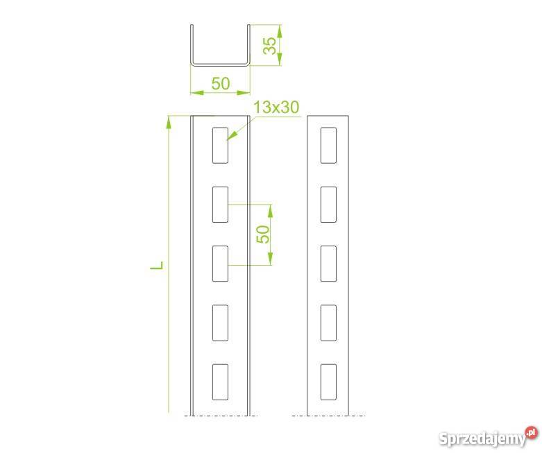 Ceownik perforowany 50x35x2mm2mb ocynk 23 NETTO Kozienice sprzedam