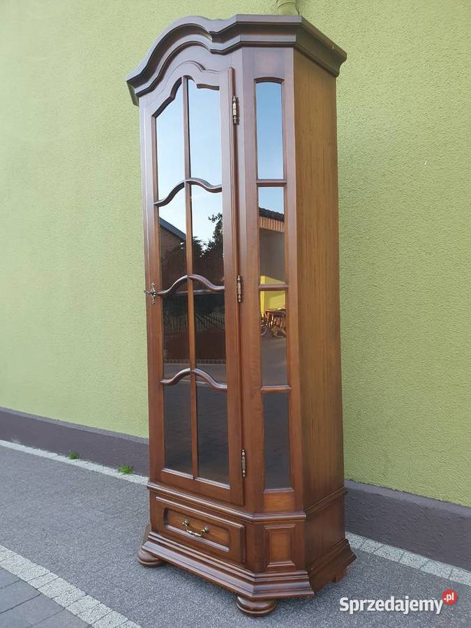 Witrynka serwantka przeszklona drewno 80cm Szymanowice