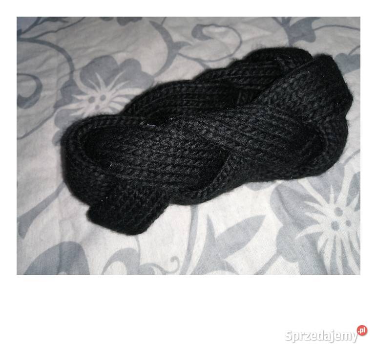 Ciepła Gruba Czrana Warkoczowa Opaska na głowę sprzedam