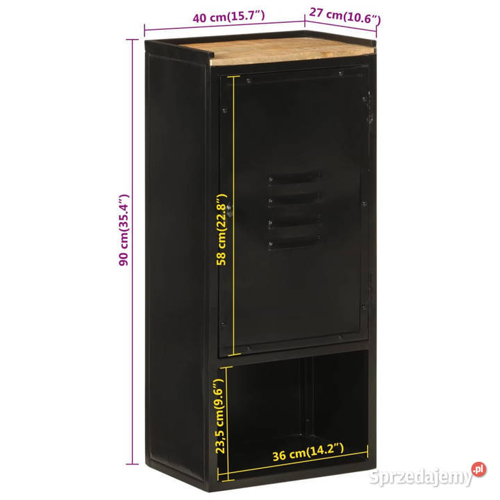 Szafka łazienkowa 40x27x90 żelazo i lite drewno Warszawa sprzedam