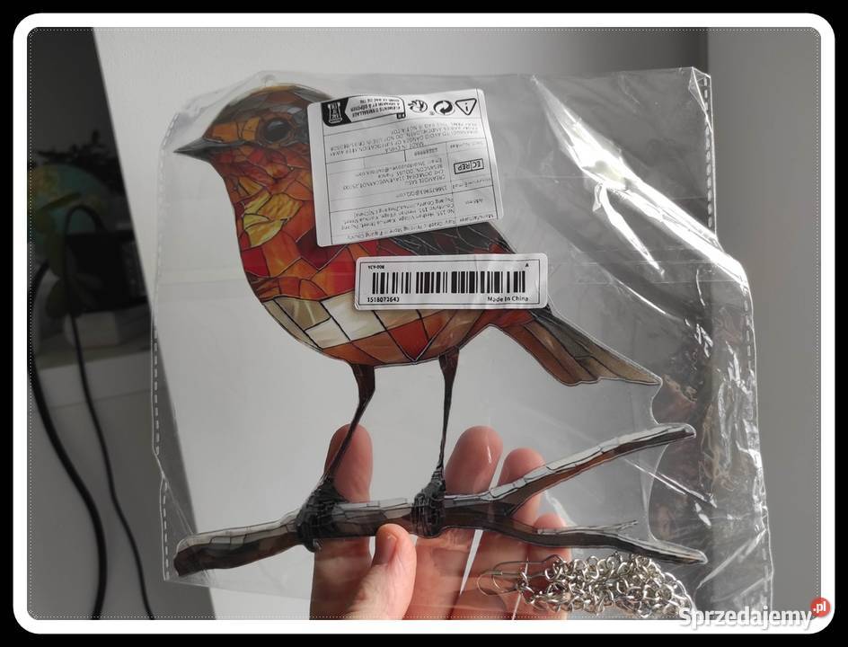 Witraż łapacz słońca ptak na gałęzi NOWY wielokolorowy mazowieckie Płock