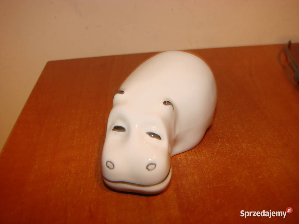 Hipopotam mała biała figurka PRL Pruszcz Gdański sprzedam