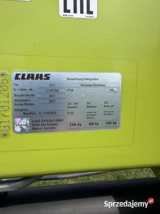 Zgrabiarka 2 gwiazdowa CLAAS Liner 1600 2017r Maszyny rolnicze Trofimówka