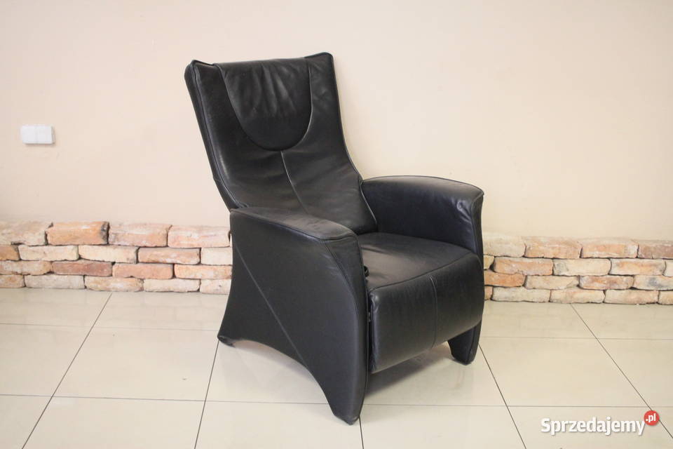 Wygodny fotel czarna skóra ROZKŁADANY Pszczyna
