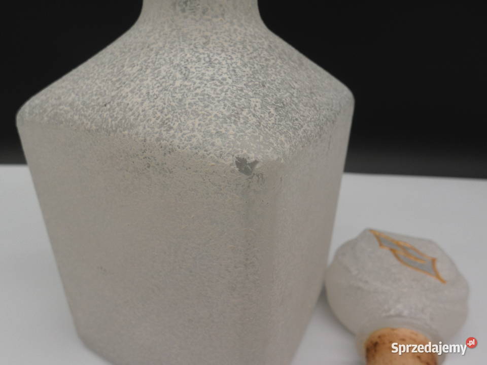 Stara karafka flakon retro matowe szkło RĘCZNIE Porcelana i szkło Raszków