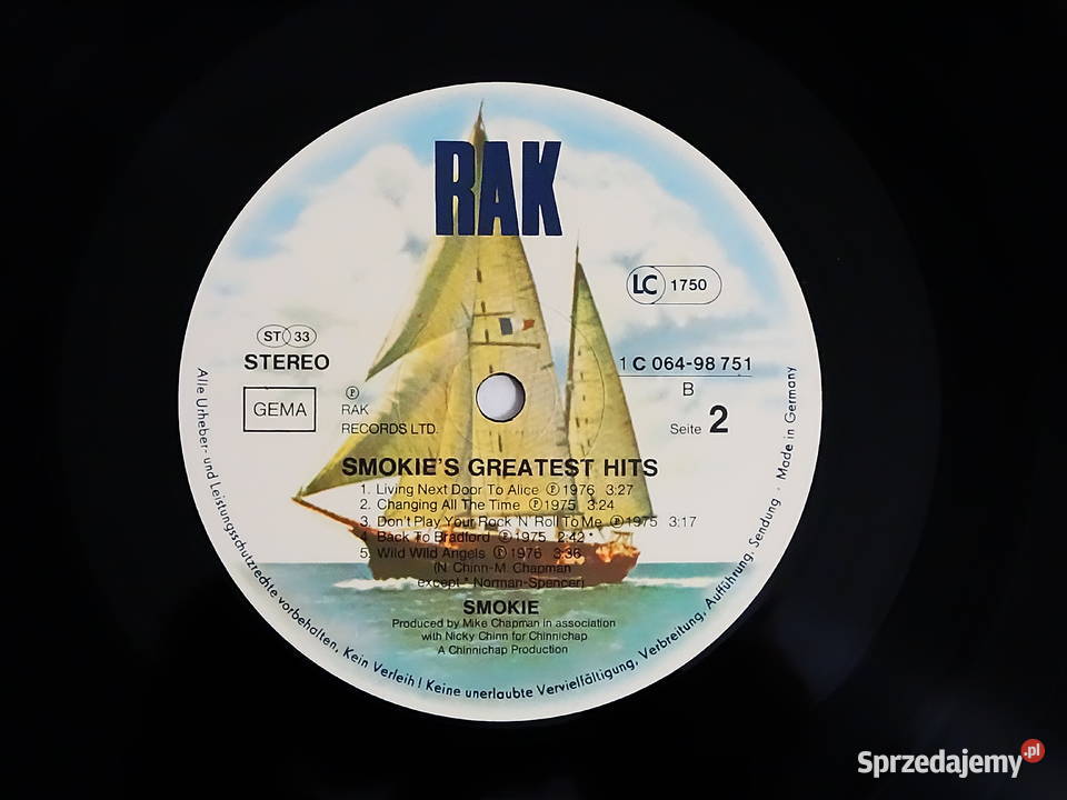Smokie Greatest Hits RAK 1C 06498 751 Płyty i kasety lubelskie Biłgoraj