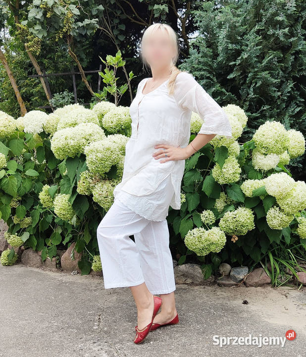 Białe spodnie bawełniane M 38 boho bohemian