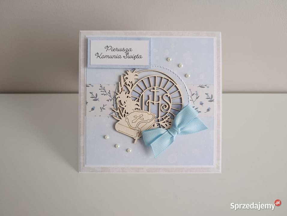 Kartka ręcznie robiona Komunia Święta handmade Rękodzieło Łódź