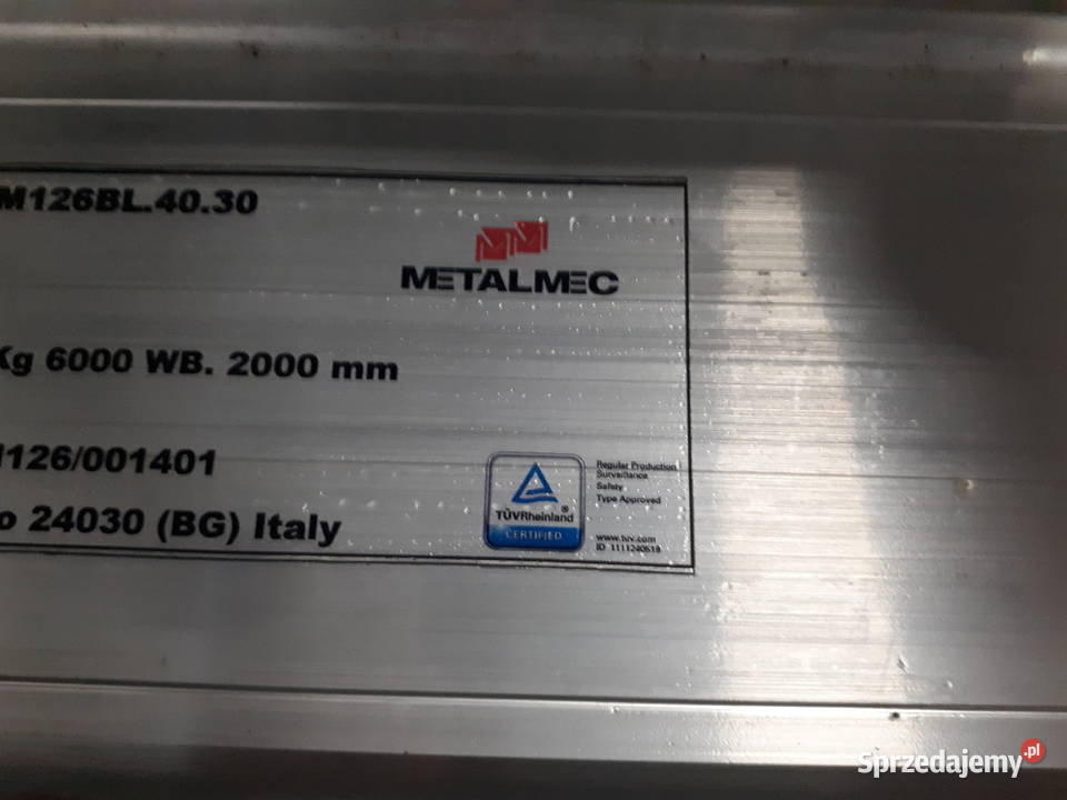 Najazdy aluminiowe 3 m 6 ton TUV METALMEC Włochy Głogoczów sprzedam