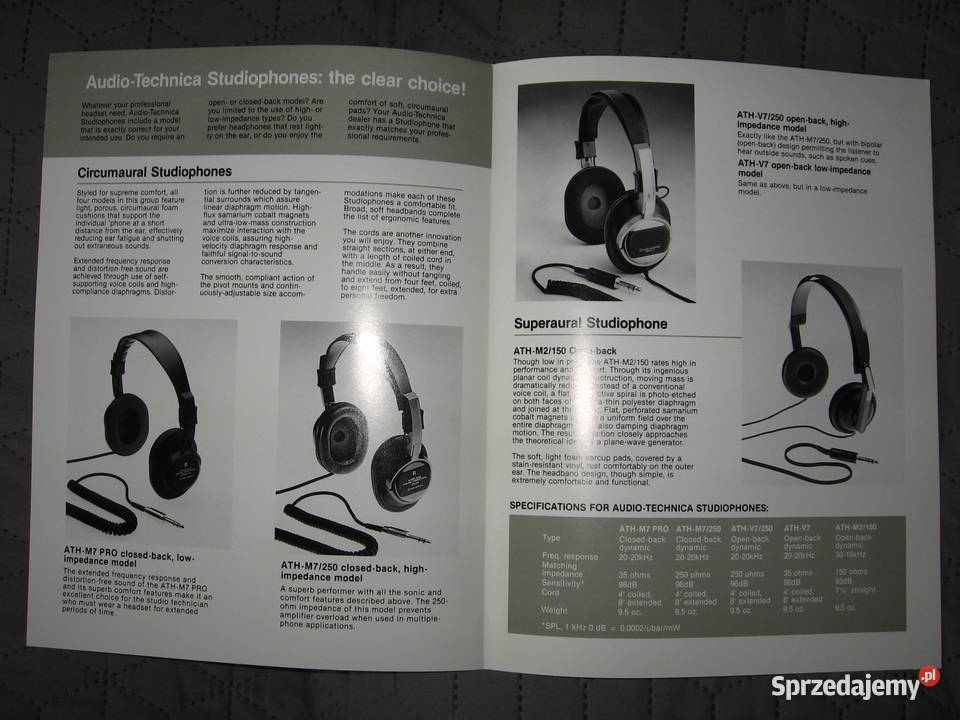 AudioTechnica Studiophones catalog brochure Kępice