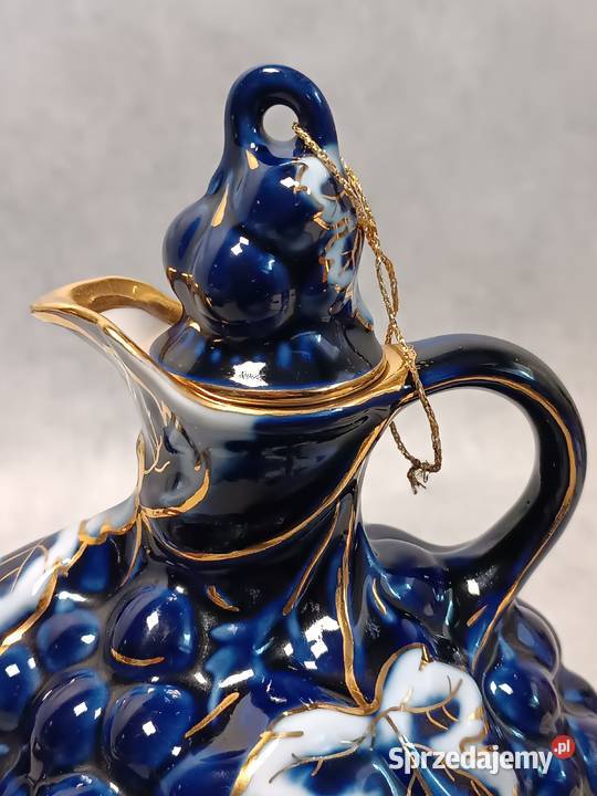 Łomonosow Kobaltowa Karafka Winogrono Kobalt Porcelana i szkło Jawor