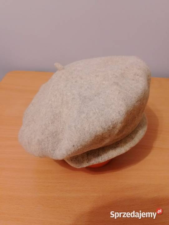 BERET wełniany szary melanż FEZKO 100 wełna z Nakrycia głowy Złotniki