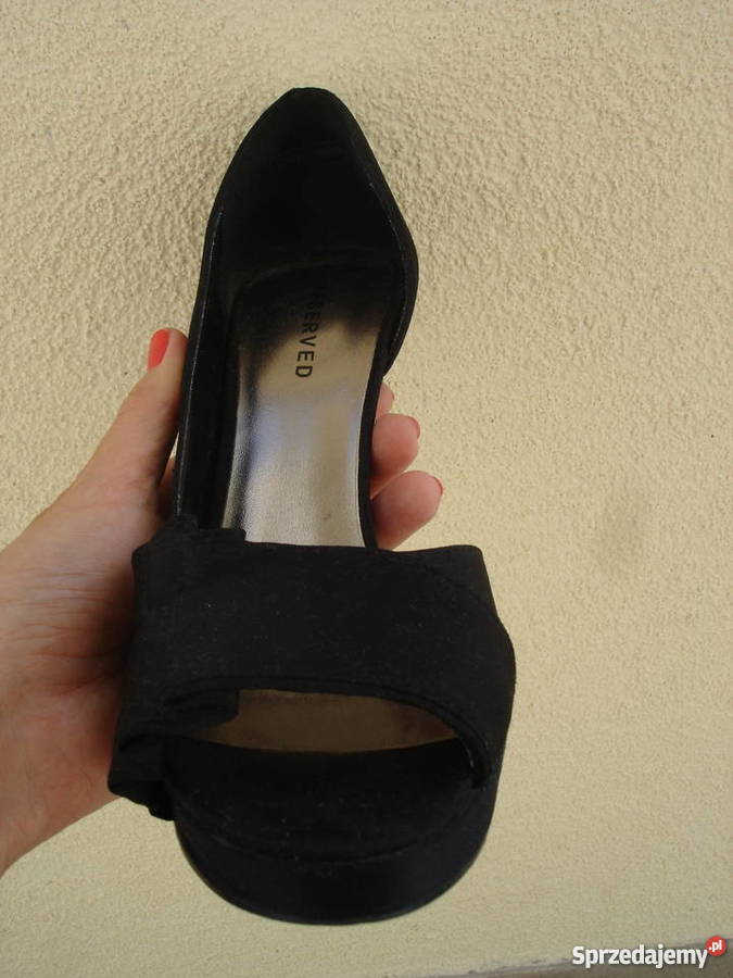Seksowne czarne szpilki na platformie Reserved czarny Czółenka Bochnia