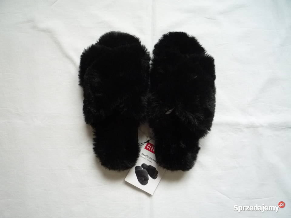Nowe Cleve 3839 Kapcie damskie Klapki Czarne Szczecin