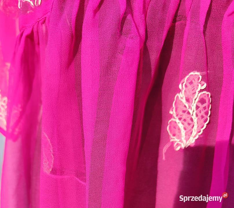 Bluzka tunika różowa róż S M haftowana etno boho Rozmiar 38(M) Szczecin sprzedam