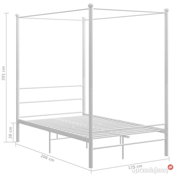 Rama łóżka z baldachimem biała metalowa 120 x