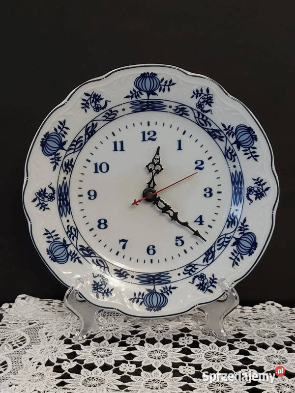 Zegar porcelanowy wzór cebulowy Junghans