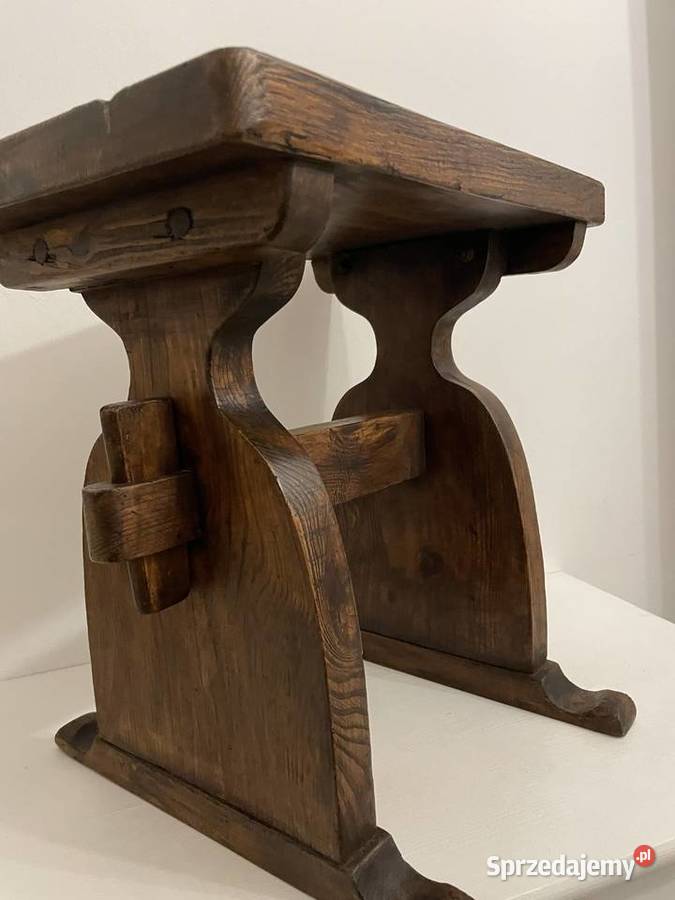 Stary stołek zydel drewniany sztuka ludowa Łódź