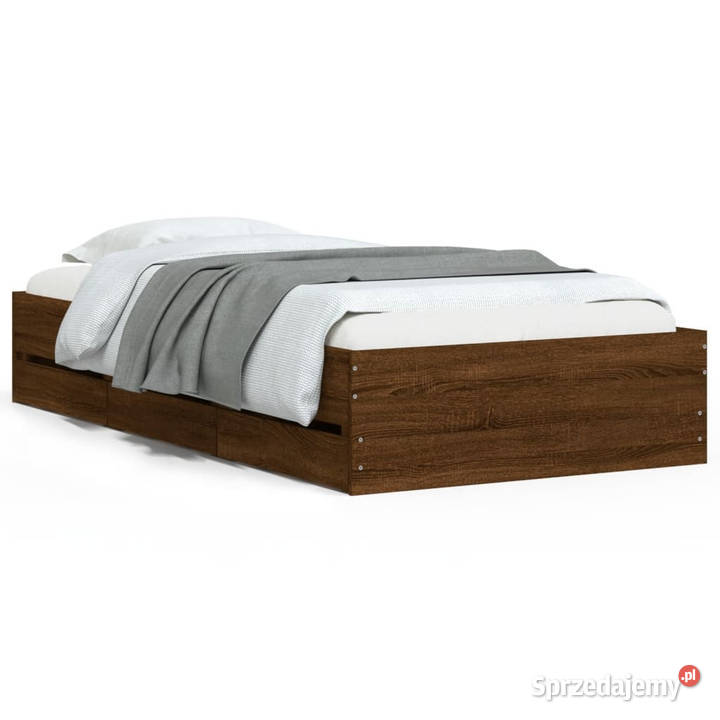 Rama łóżka z szufladami brązowy dąb 100x200