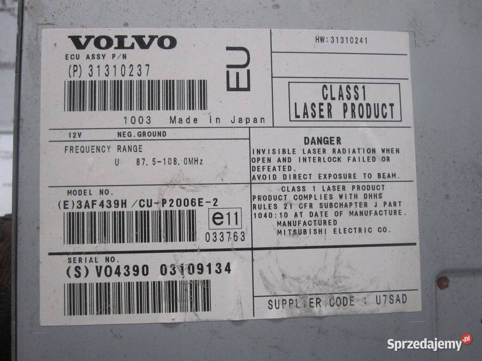VOLVO XC90 I LIFT 10r zmieniarka płyt 31310237 Sprzęt audio fabryczny