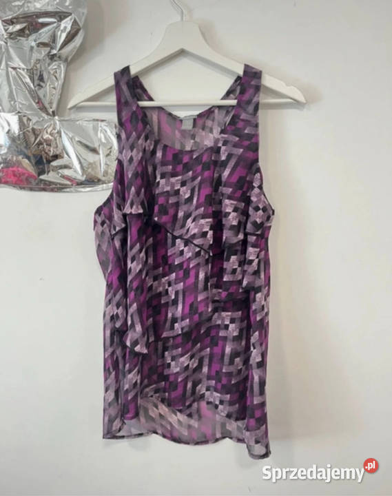 Fioletowa falbaniasta lekka przewiewna bluzka z Rozmiar 38(M) Łódź sprzedam