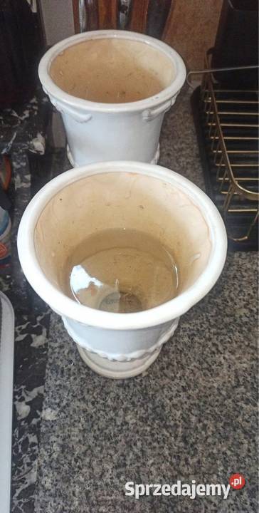 2 Doniczki amfory Szkliwione Porcelana i szkło