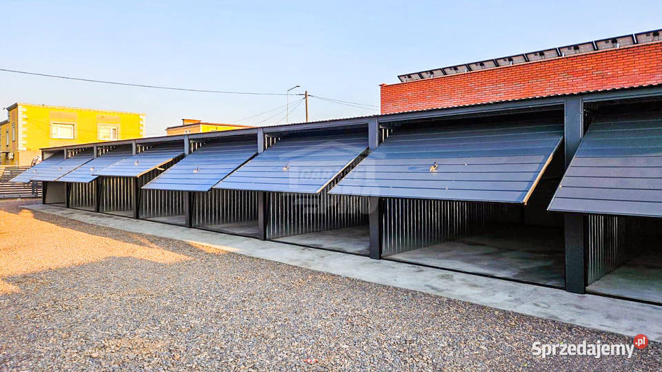 Rząd garaży 24x5m wiata 2m 8x brama uchylna dach 404zł/m2 Sprzedaż