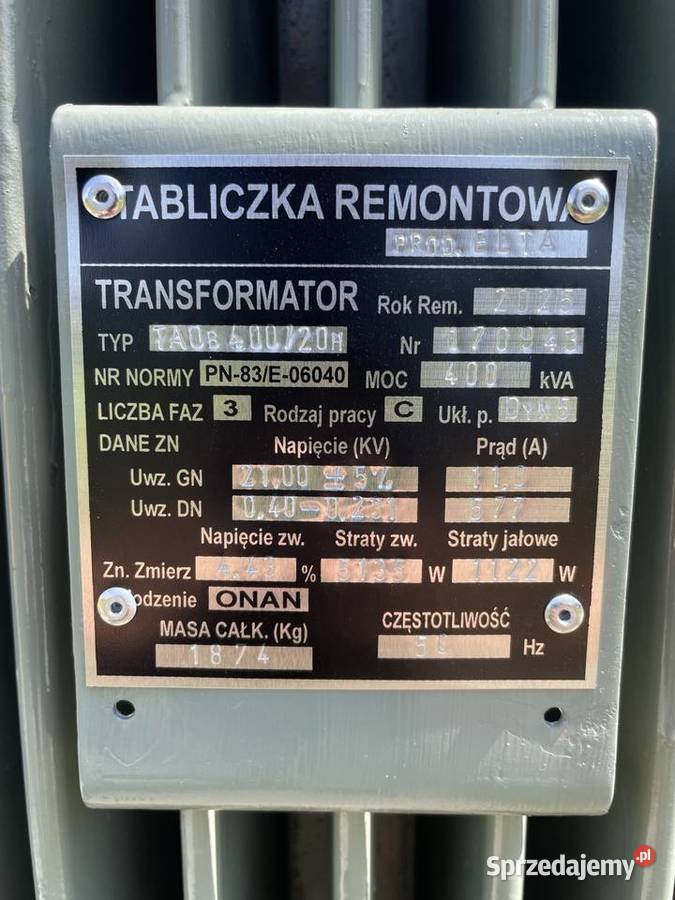 Transformator olejowy 400kVA 2004 GWARANCJA Oleśnica